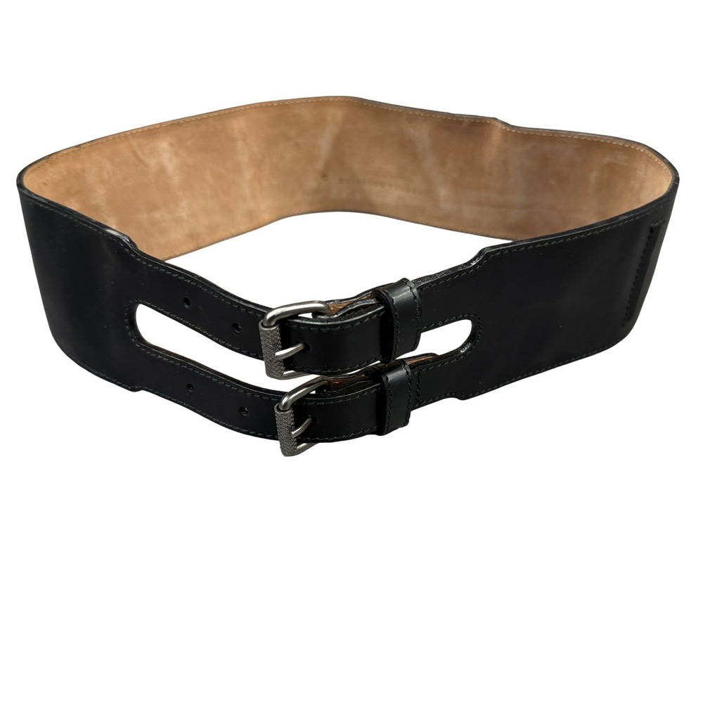 Proenza Schouler Belt Womens Small Black Double Buckle Wide Leather Italy